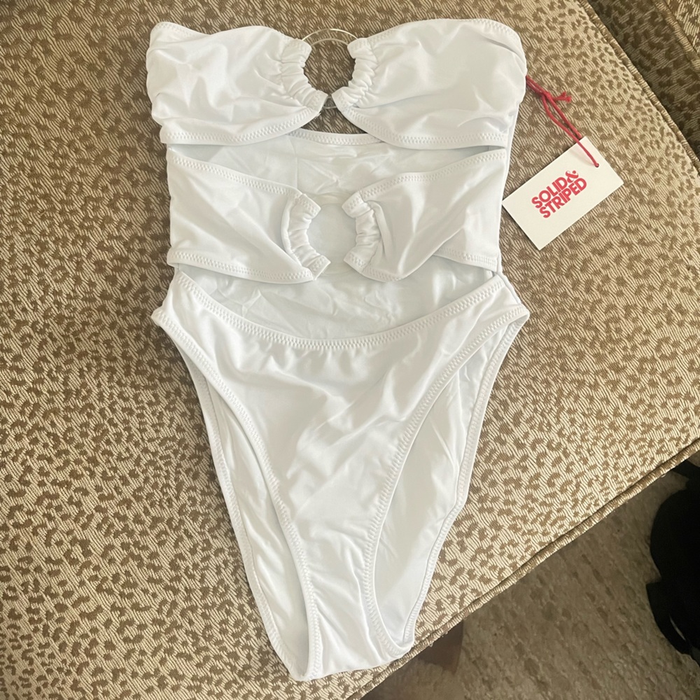 White cut out ring one-piece